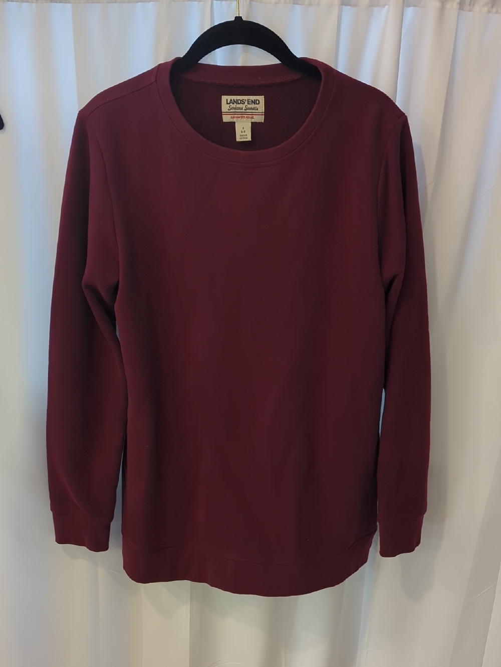 Lands' End Women's Crewneck Tunic Sweatshirt - Wine Size SMALL